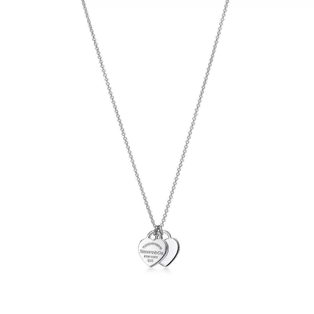 Double Heart Tag Pendant Necklace