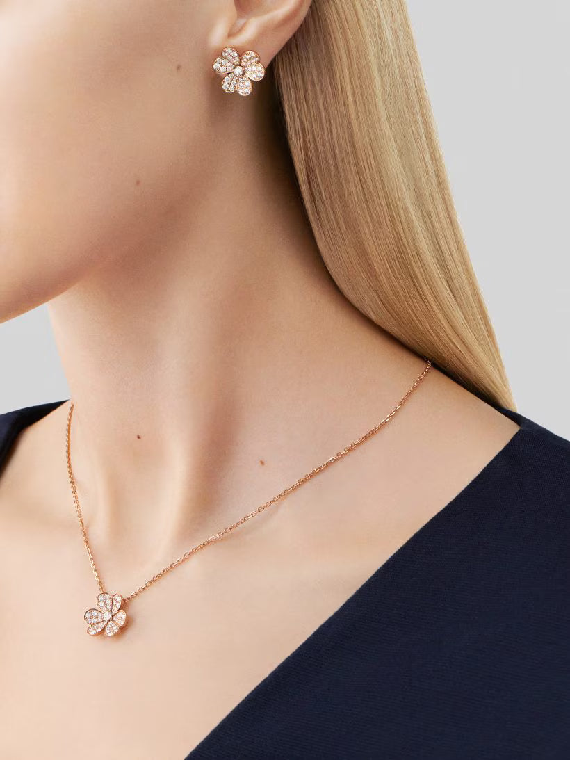 Petal Pendant Necklace, Rose Gold Tone
