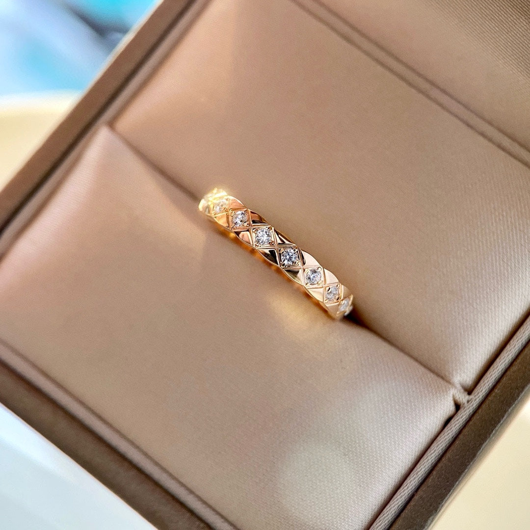 Quilted Pattern Ring, Rose Gold Tone