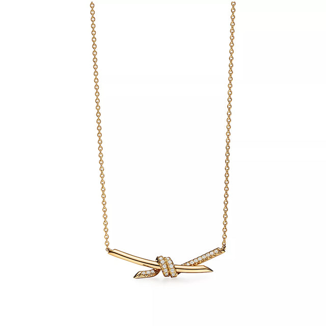 Knot Pendant Necklace, Rose Gold Tone