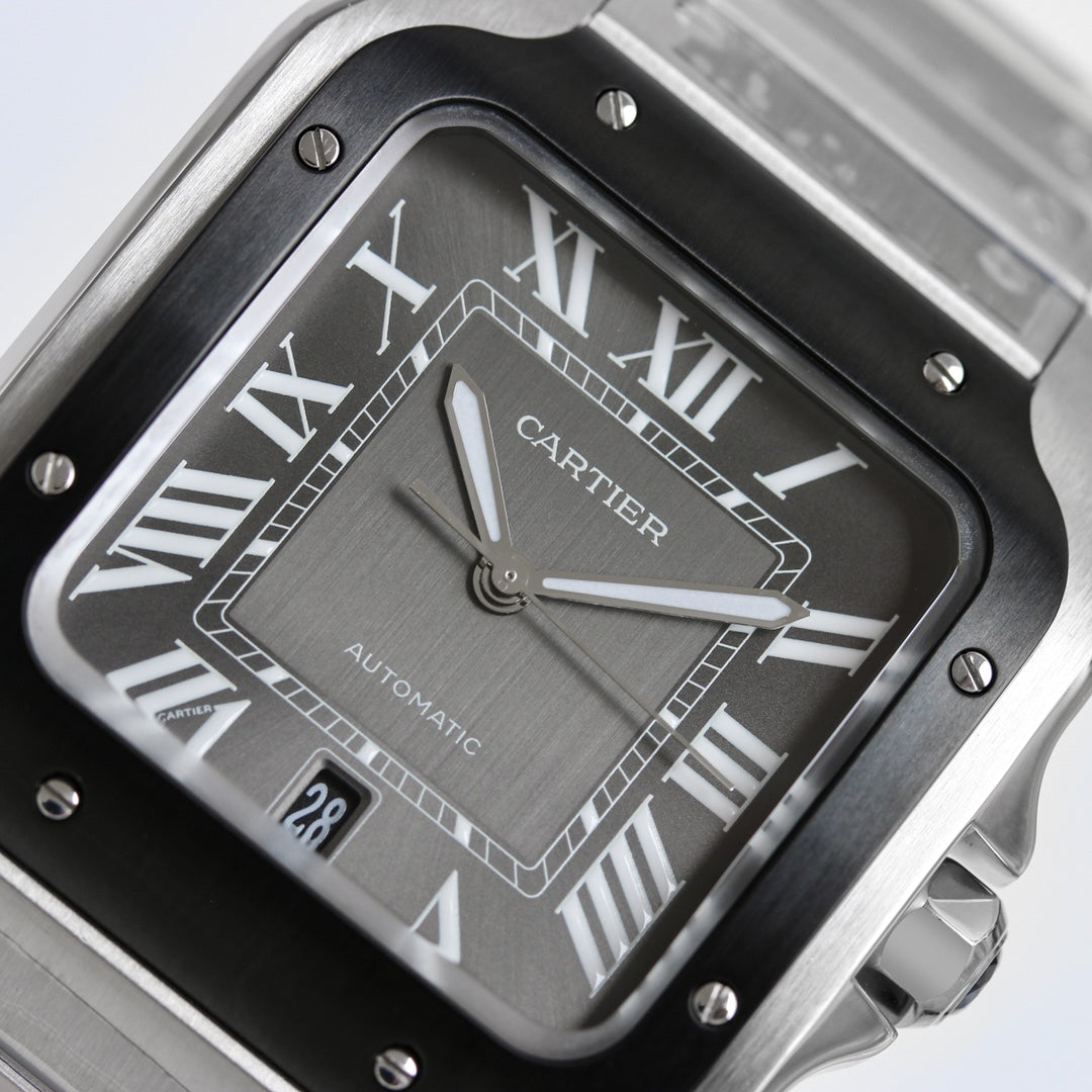 Square Case Watch, Steel, Large Model