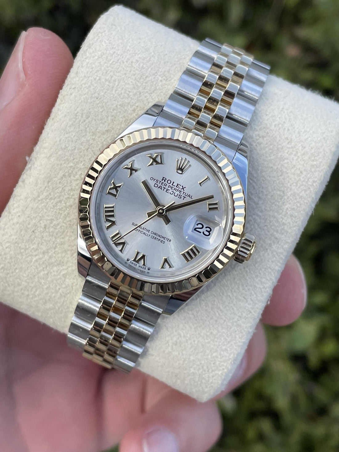 Classic Date Watch, Yellow Gold Tone, Steel, 28 mm