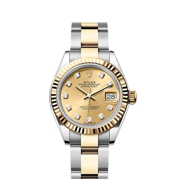 Classic Date Watch, Yellow Gold Tone, Steel, 28 mm
