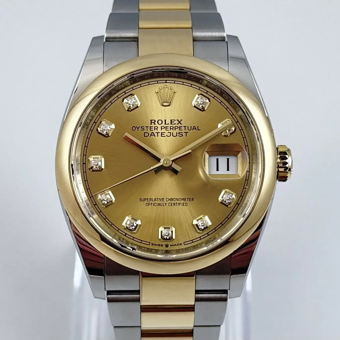 Classic Date Watch, Yellow Gold Tone, Steel, 36 mm