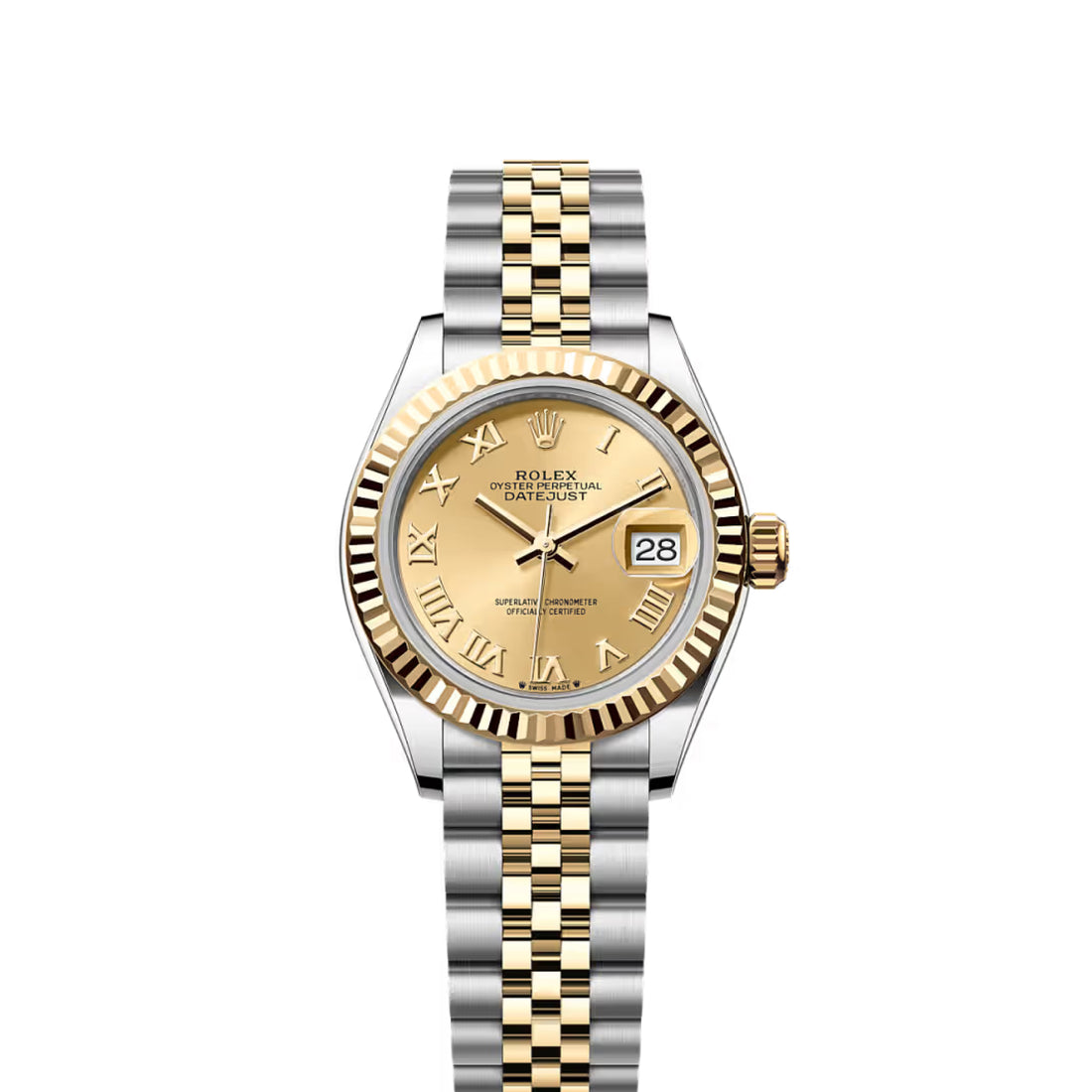 Classic Date Watch, Yellow Gold Tone, Steel, 28 mm