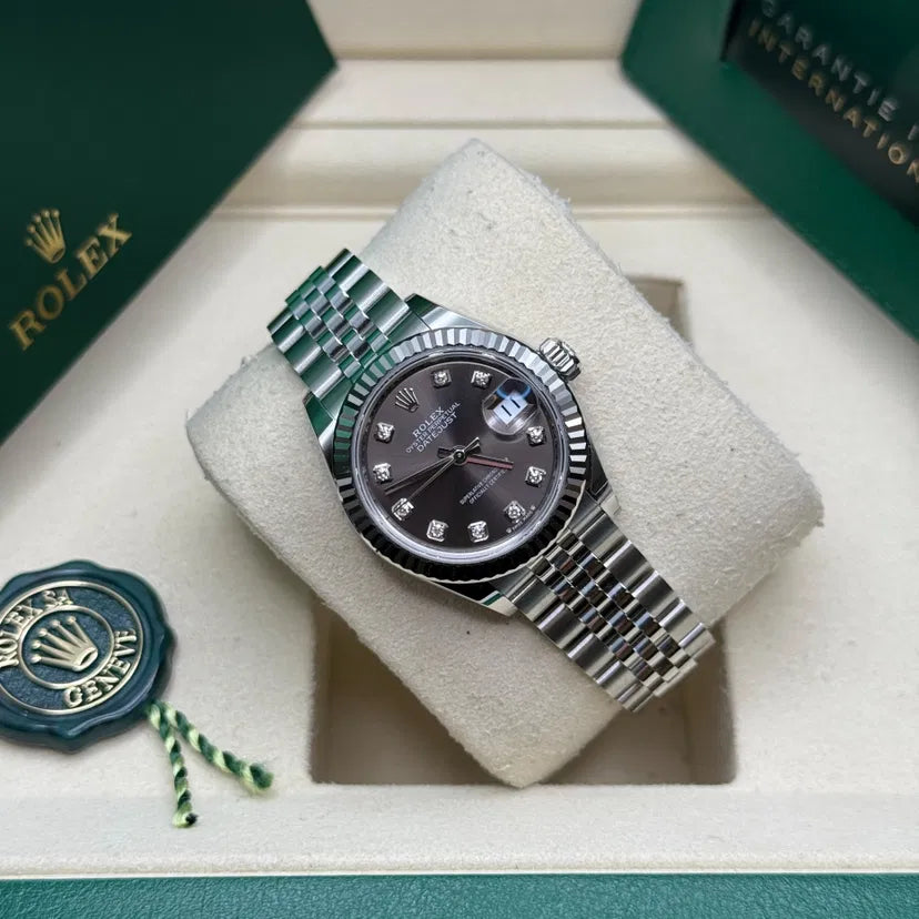 Classic Date Watch, White Gold Tone, Steel, White, 28 mm