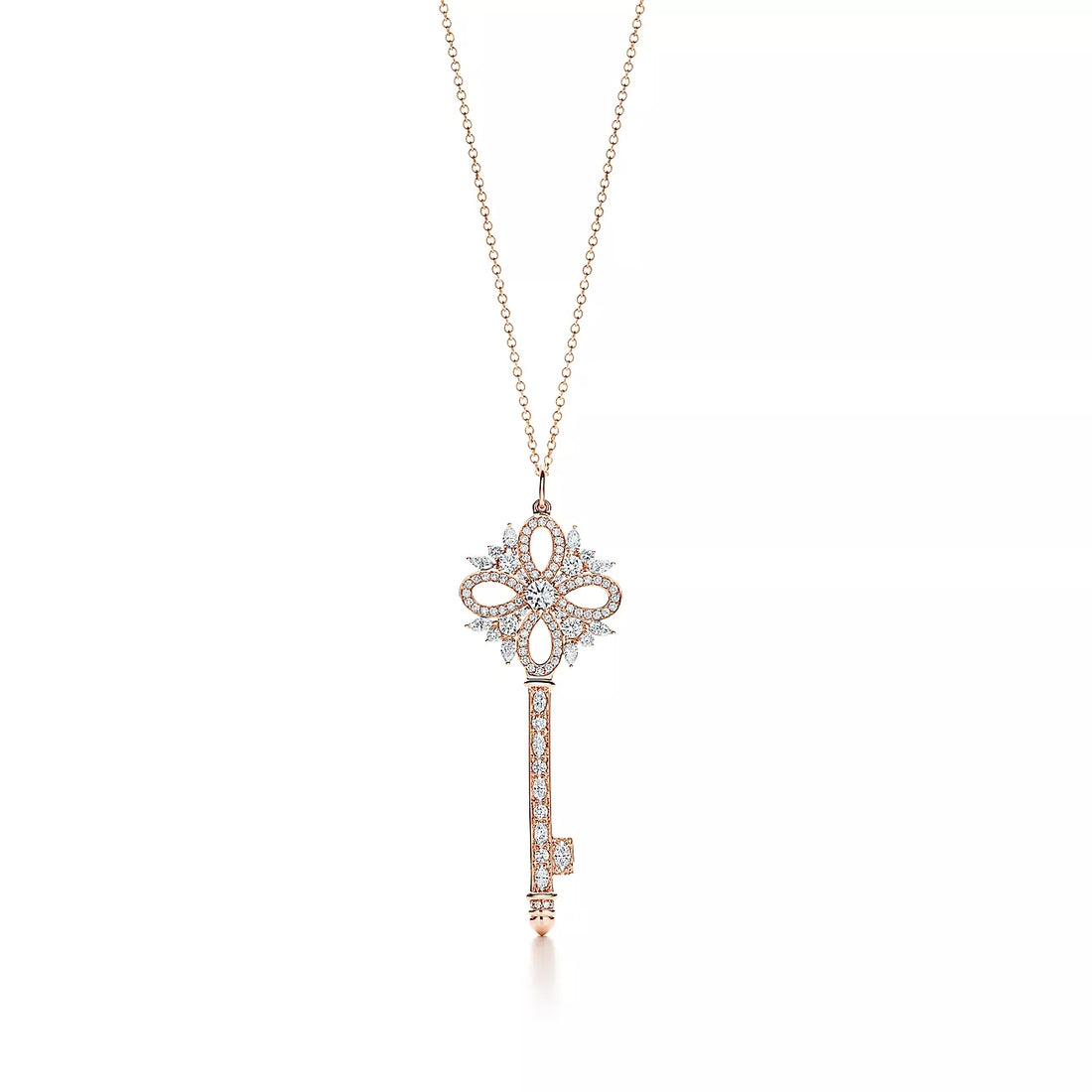 Key Pendant Necklace, Rose Gold Tone