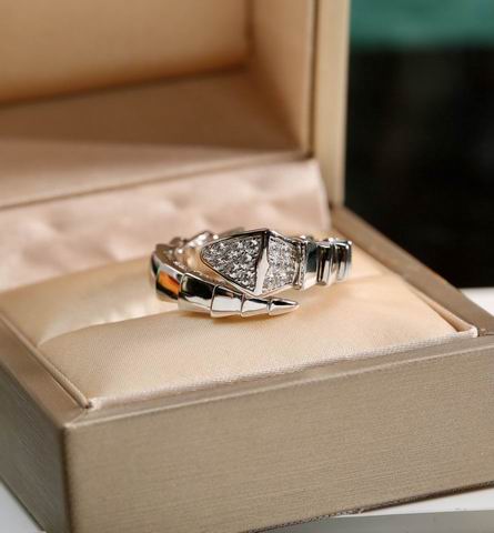 Snake-Scale Ring, Rose Gold Tone, Stone-Set