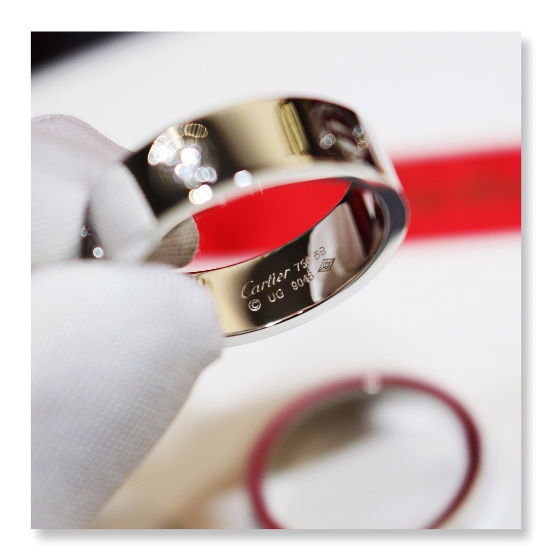 Screw-Motif Band Ring, Stone-Set, Rose Gold Tone