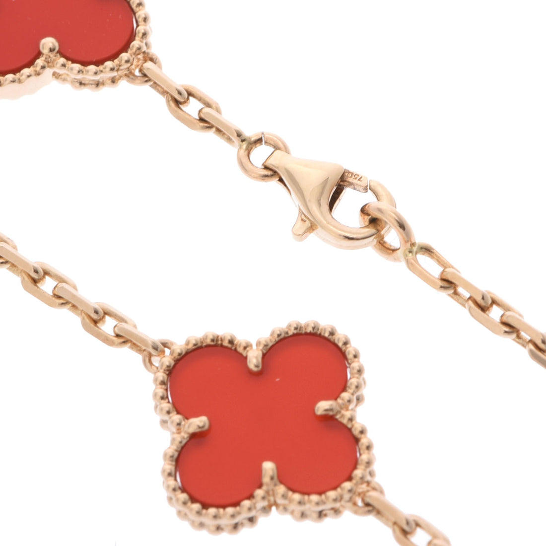 Quatrefoil Long Necklace, 20 Motifs, Rose Gold Tone, Malachite