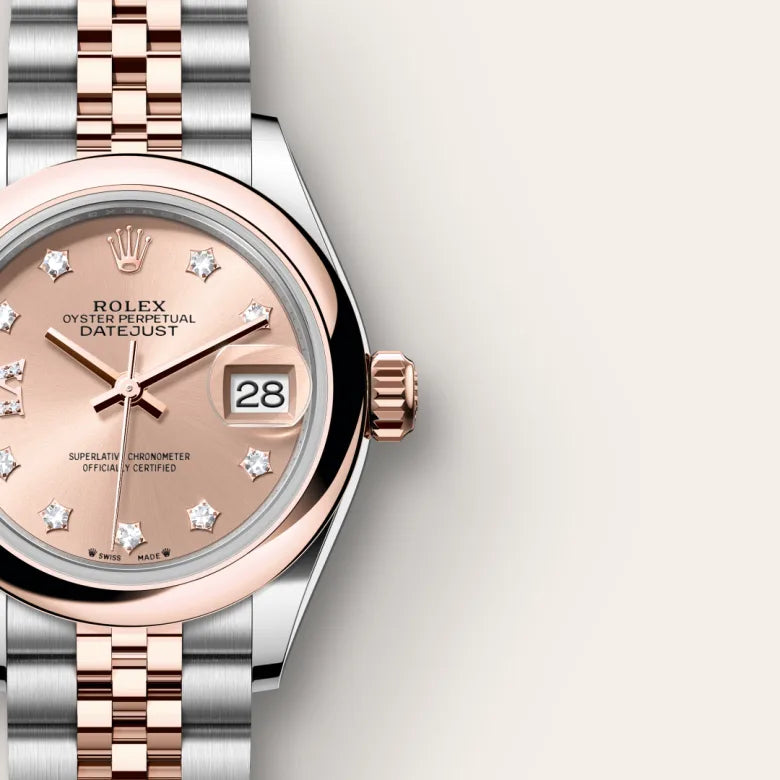 Classic Date Watch, Rose Gold Tone, Steel, 28 mm