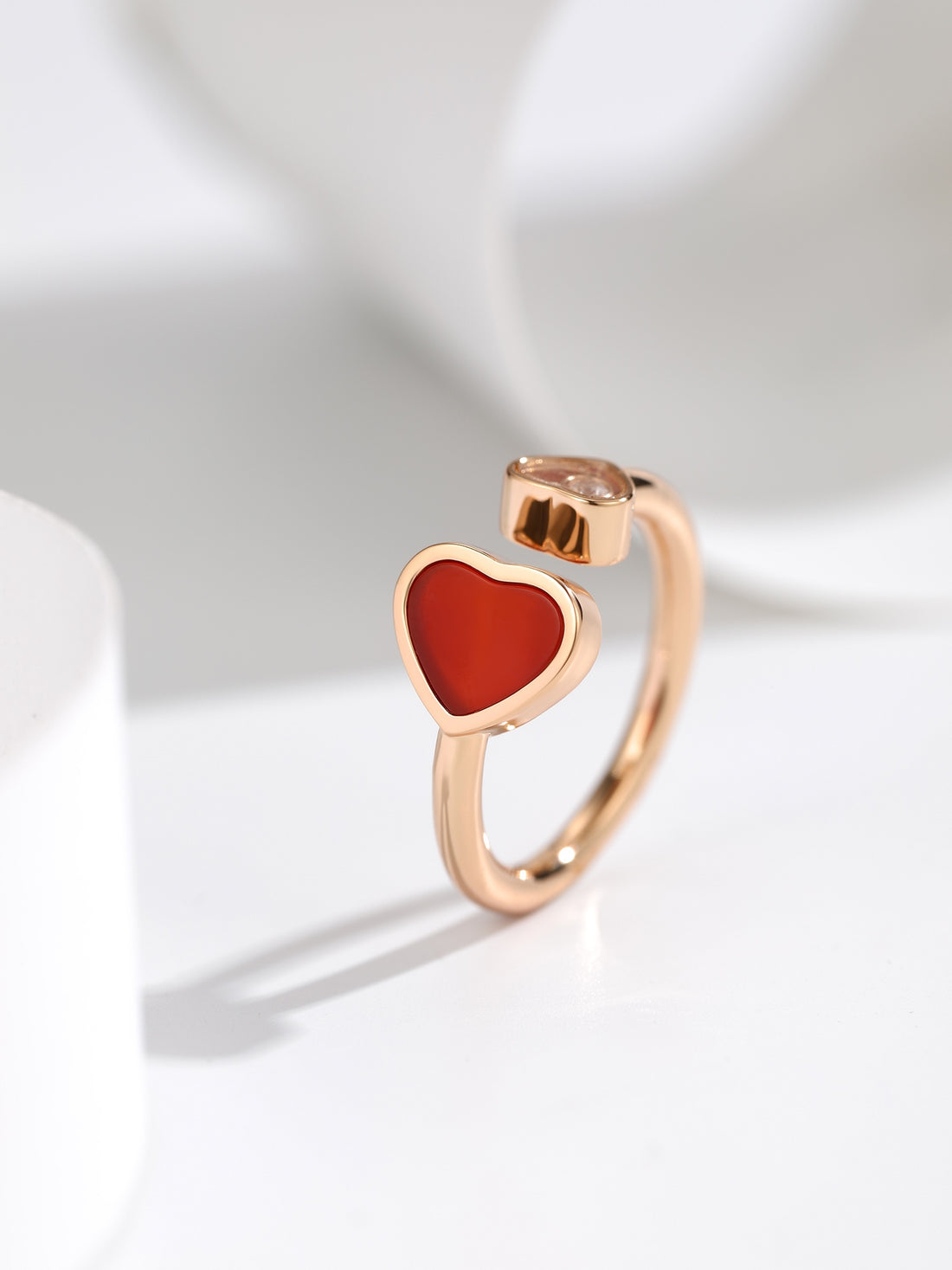 Floating Heart Ring, Rose Gold Tone, Stone-Set