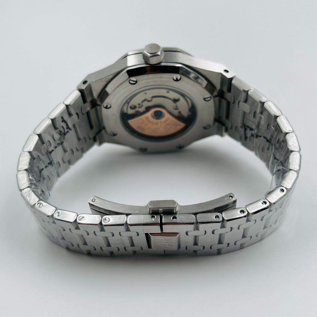 Octagonal Bezel Watch, White Gold Tone, Stone-Set, White, 41 mm