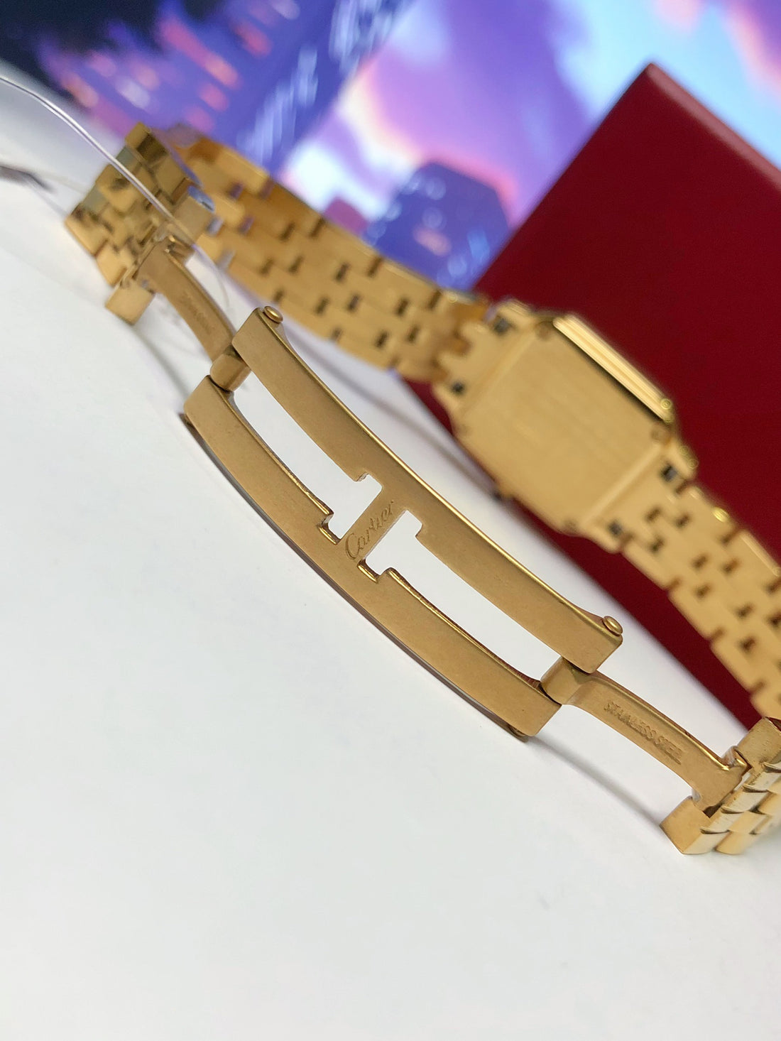 Square Link-Bracelet Watch, Yellow Gold Tone, Small Model