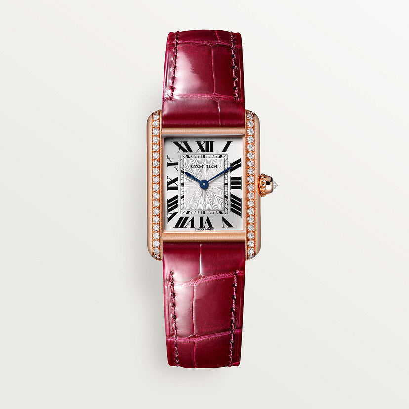 Rectangular Case Watch, Yellow Gold Tone, Stone-Set, Small Model