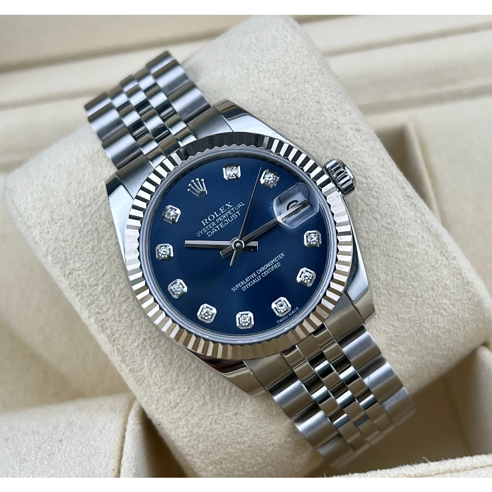 Classic Date Watch, White Gold Tone, Steel, White, 31 mm