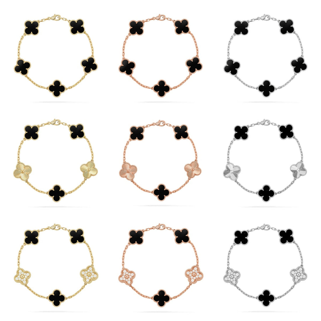 Quatrefoil 5 Motifs Bracelet, Onyx