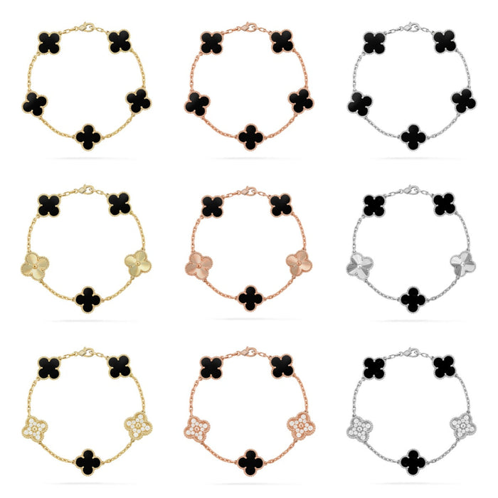 Quatrefoil 5 Motifs Bracelet, Onyx