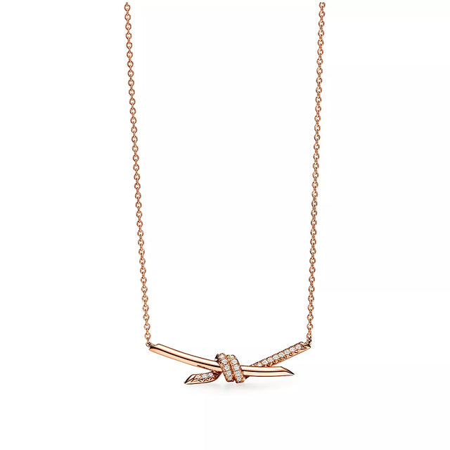 Knot Pendant Necklace, Rose Gold Tone