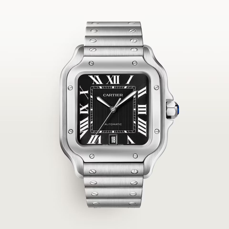 Square Case Watch, Steel, Large Model