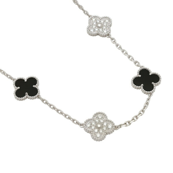Quatrefoil Long Necklace, 20 Motifs, Rose Gold Tone, Malachite