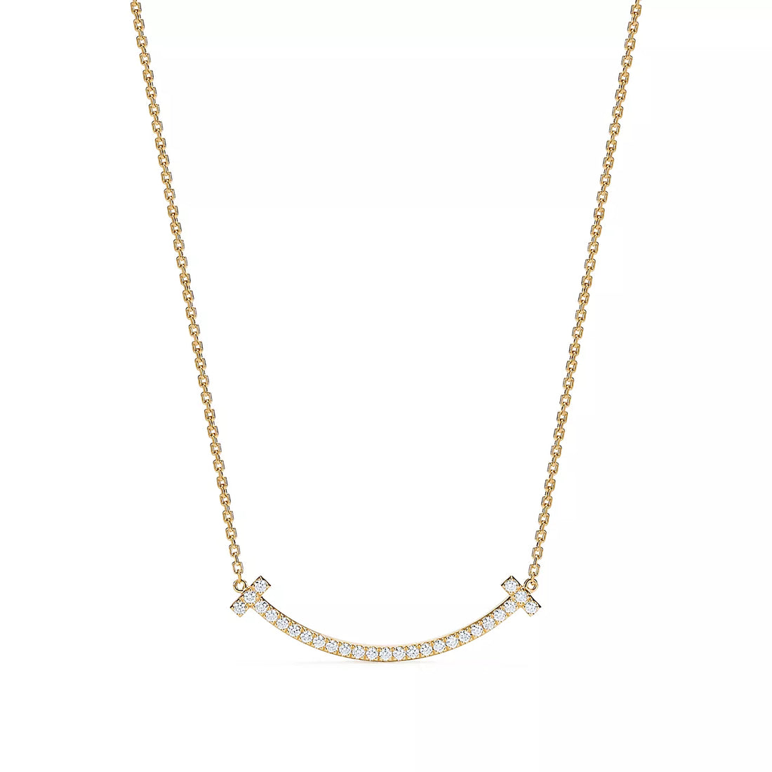 Smile Bar Pendant Necklace, White Gold Tone