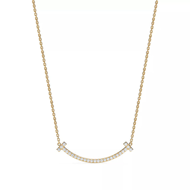 Smile Bar Pendant Necklace, White Gold Tone
