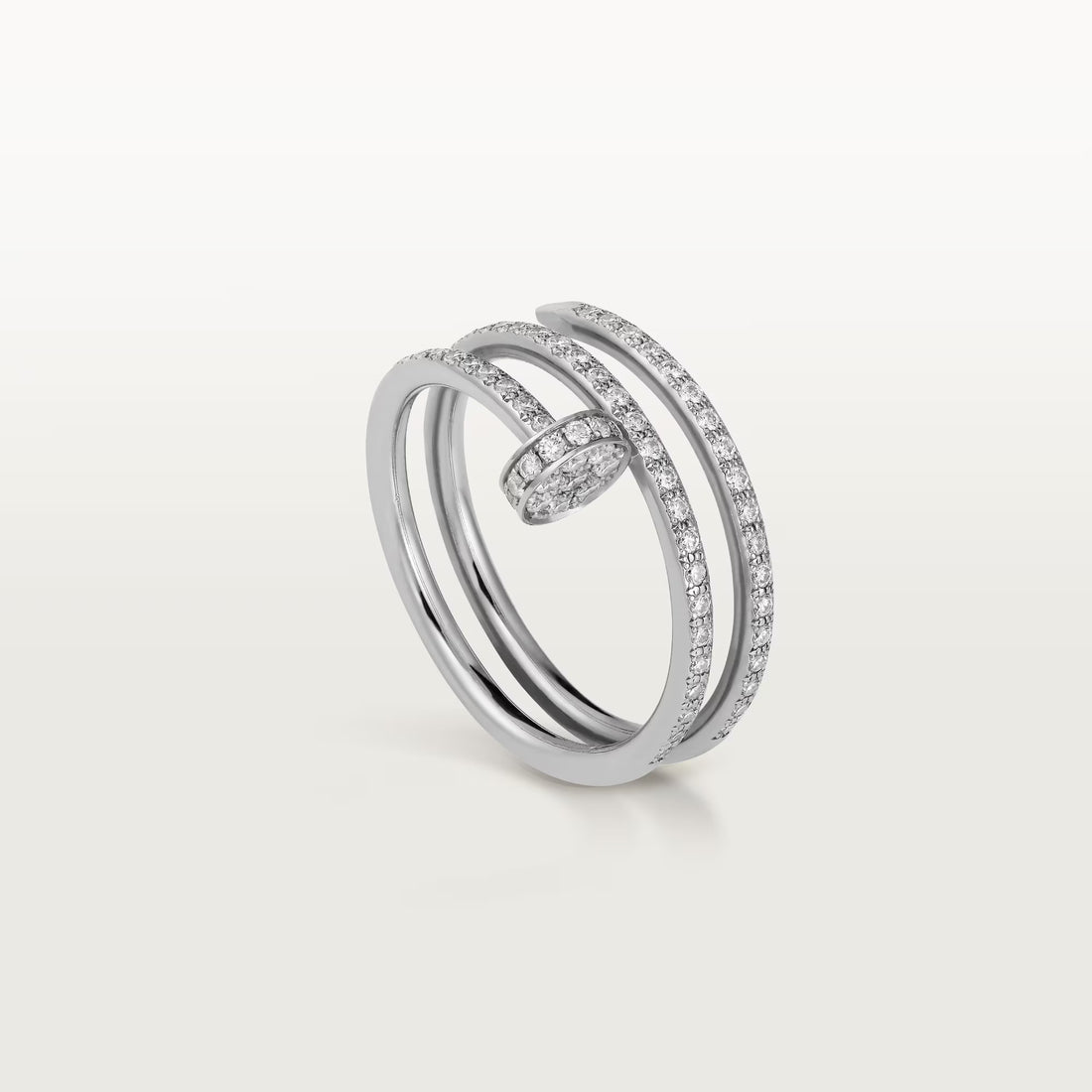 Wrapped Nail Ring, Stone-Set, White Gold Tone
