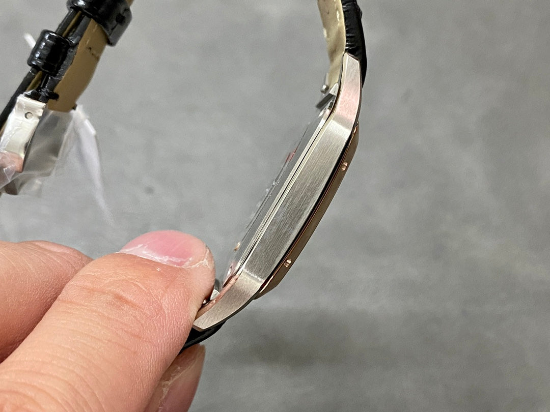 Slim Square Case Watch, Rose Gold Tone, Steel, Large Model