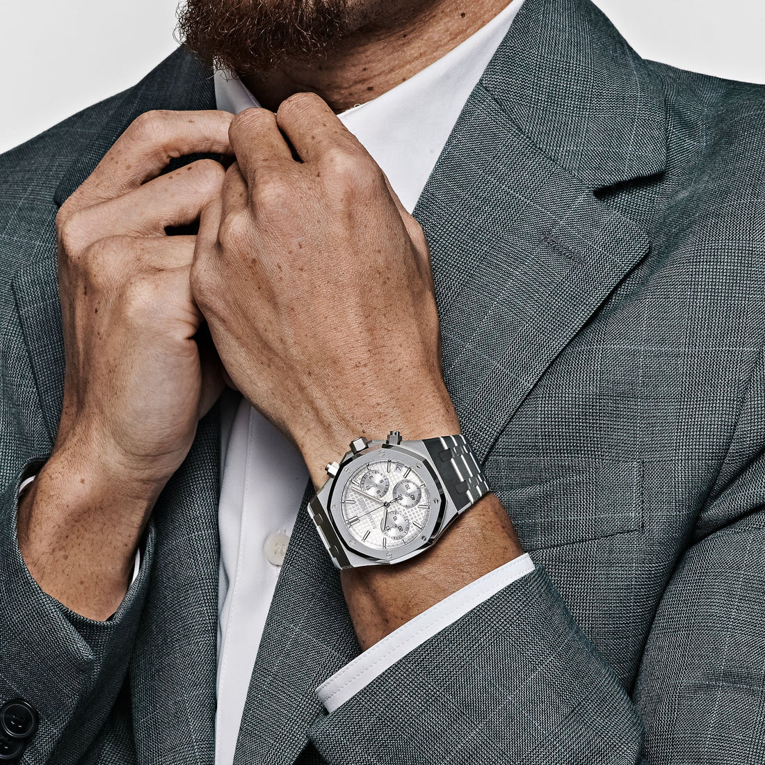 Octagonal Bezel Watch, Steel, 41 mm