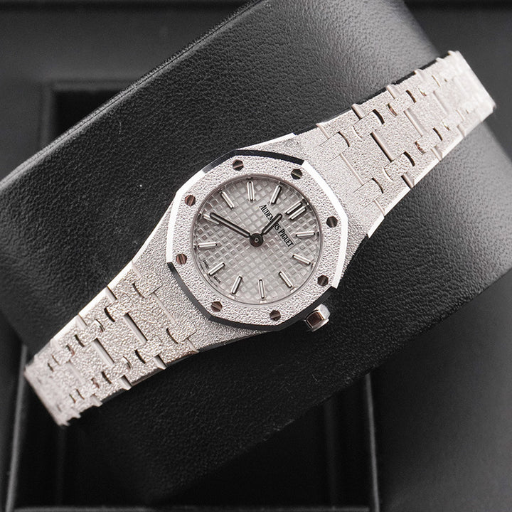 Octagonal Bezel Watch, White Gold Tone, White, 23 mm