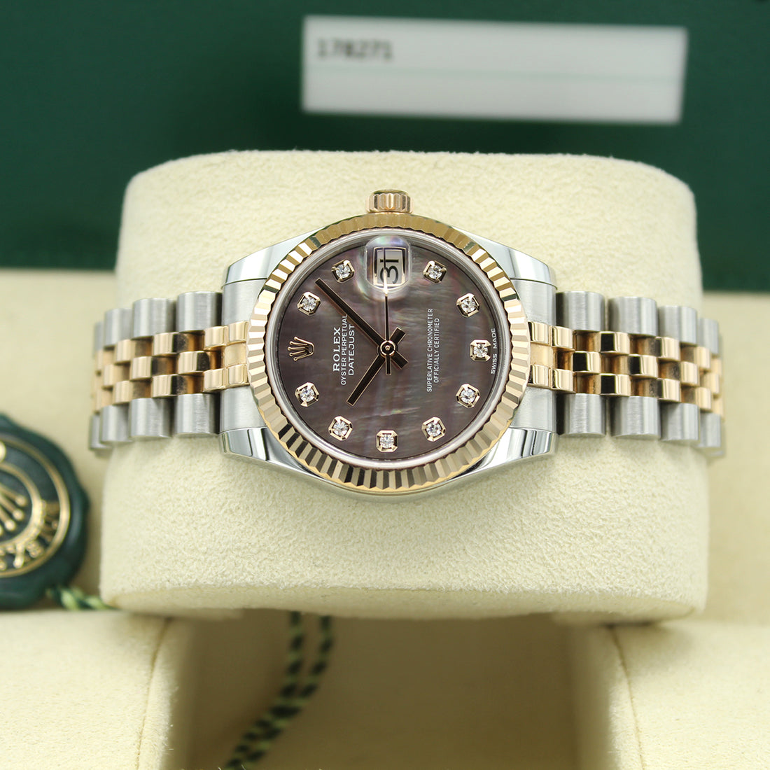 Classic Date Watch, Yellow Gold Tone, Steel, 31 mm