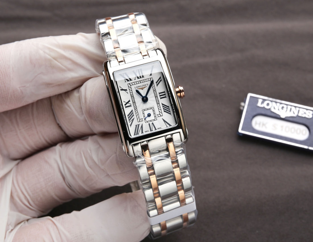 Rectangular Case Watch, 18K, Rose Gold Tone, Steel