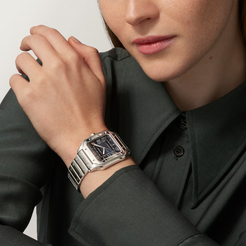 Square Case Watch, Steel, Large Model
