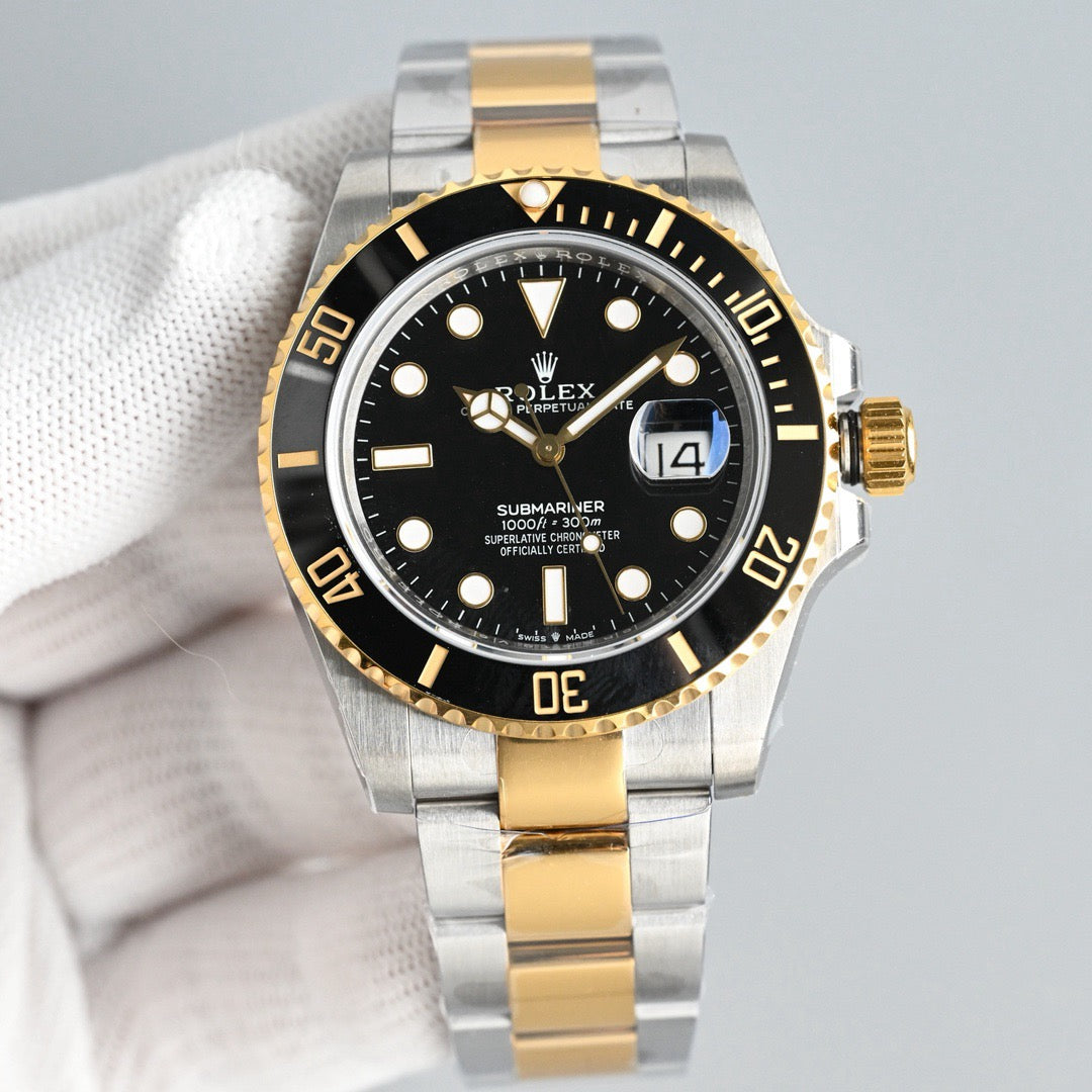 Dive-Style Watch, Yellow Gold Tone, Steel, 41 mm