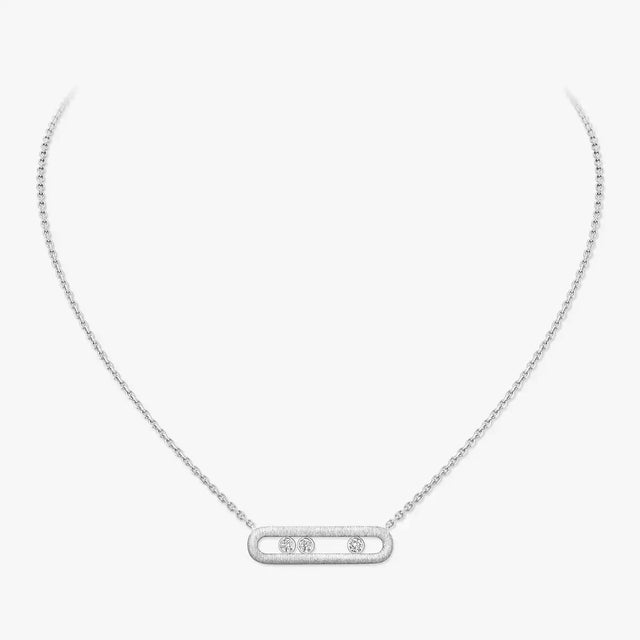 Chain Necklace, White Gold Tone, Stone-Set, White