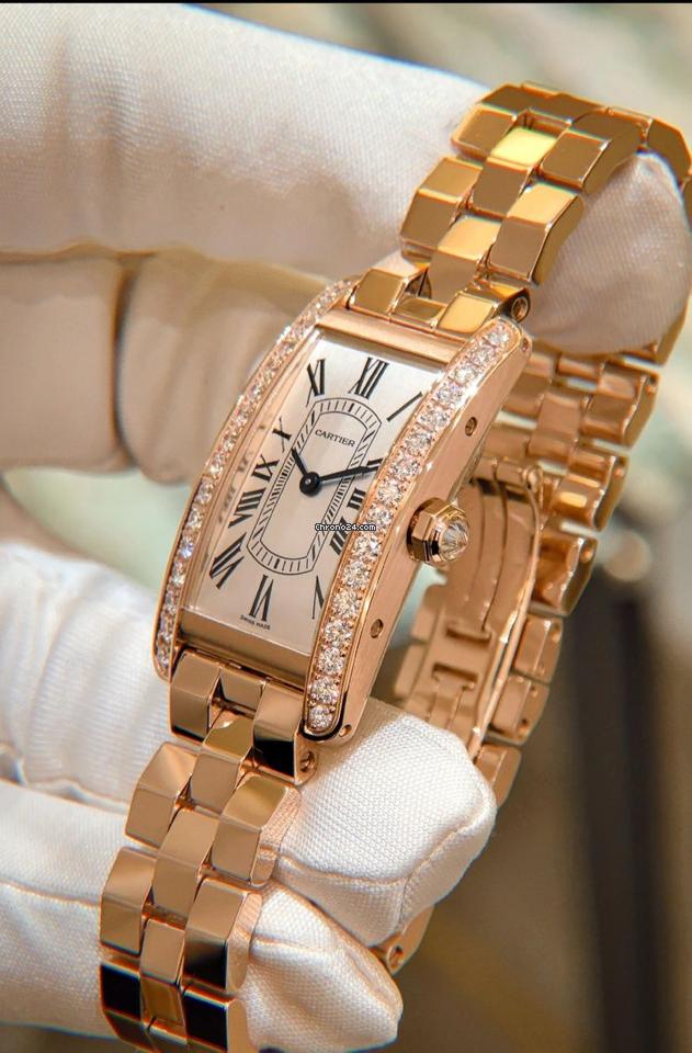 Rectangular Case Watch, Rose Gold Tone, Stone-Set, Small Model