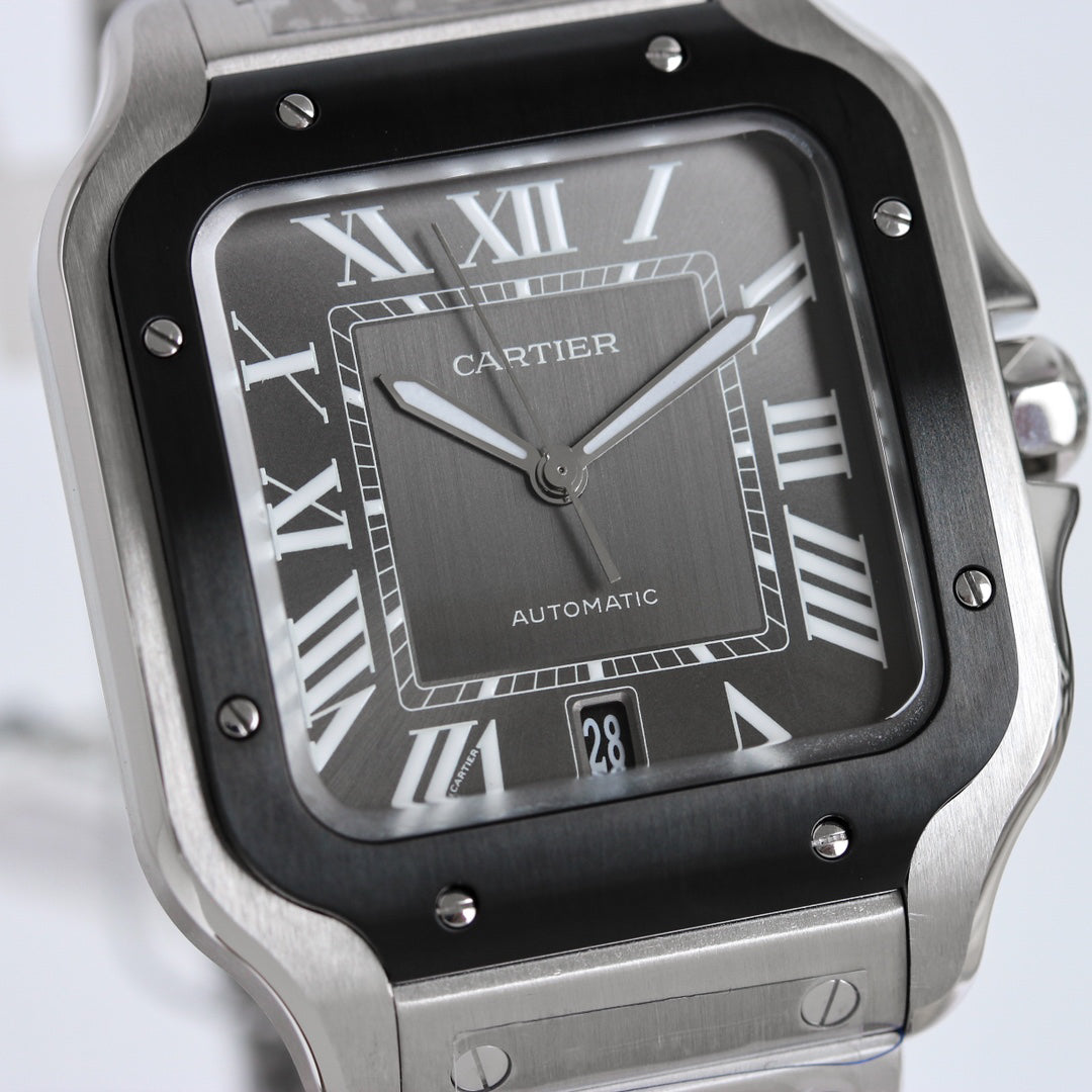 Square Case Watch, Steel, Large Model