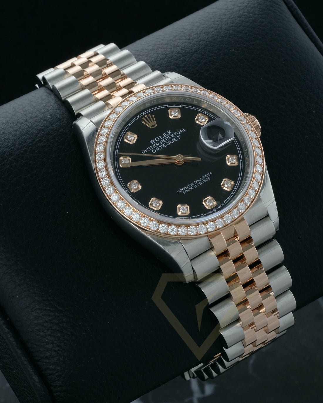 Classic Date Watch, Steel & Rose Gold Tone, Stone-Set Bezel, 36 mm