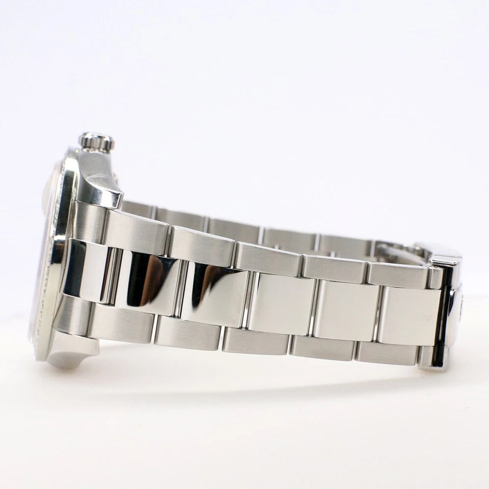 Classic Date Watch, White Gold Tone, Steel, Stone-Set, 36 mm