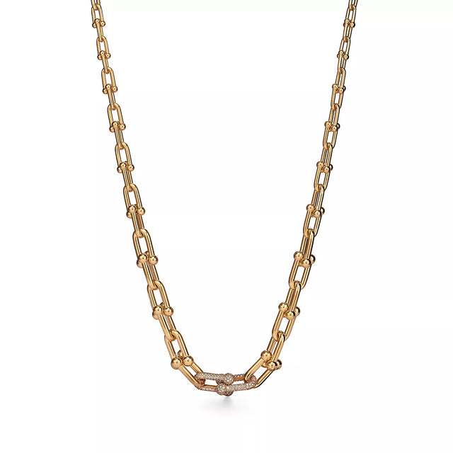 Graduated Link Necklace, Yellow Gold Tone