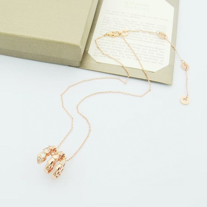 Snake-Scale Necklace, Rose Gold Tone, Stone-Set