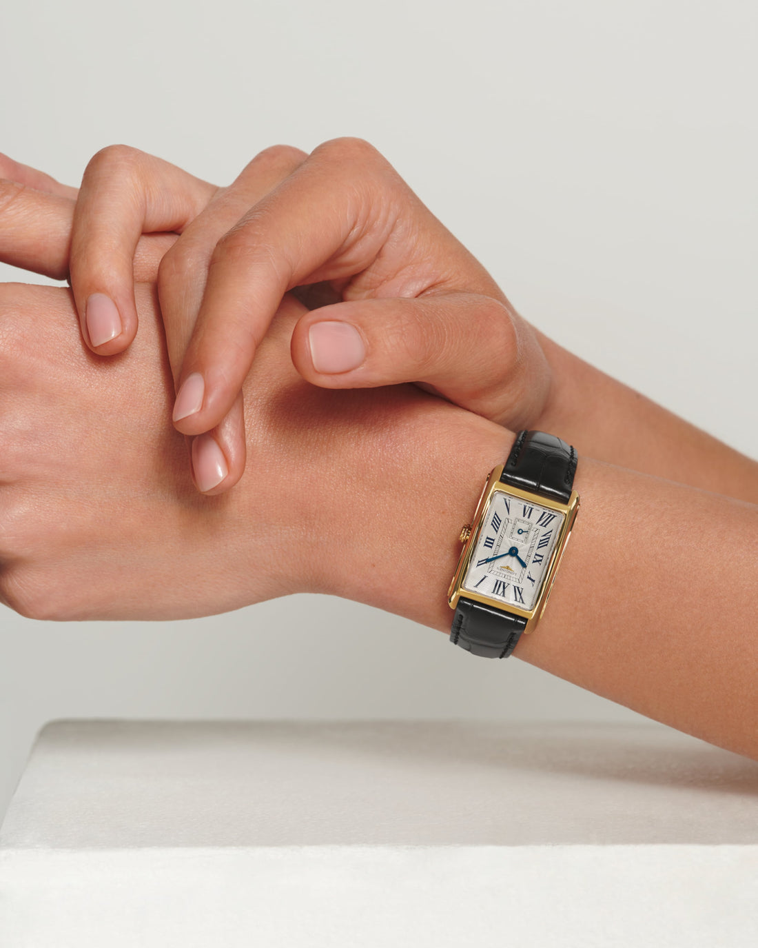 Rectangular Case Watch, 18K, Yellow Gold Tone
