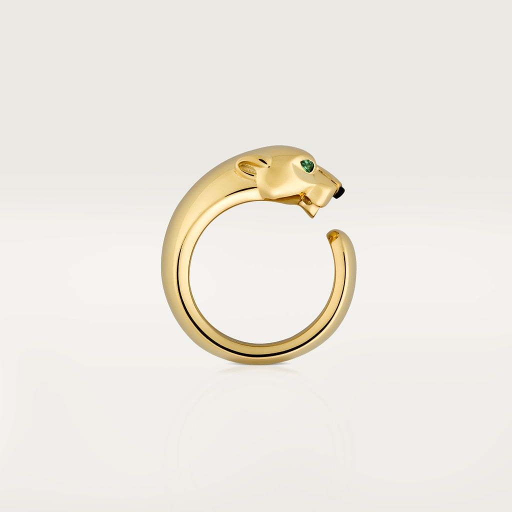 Feline Motif Ring, Medium Model, Yellow Gold Tone
