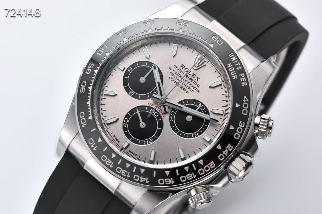 Chronograph Racing Watch, White Gold Tone, White, 40 mm