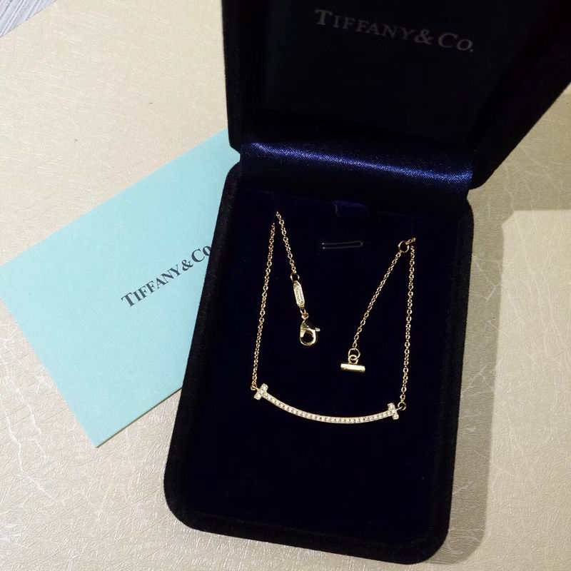 Smile Bar Pendant Necklace, White Gold Tone