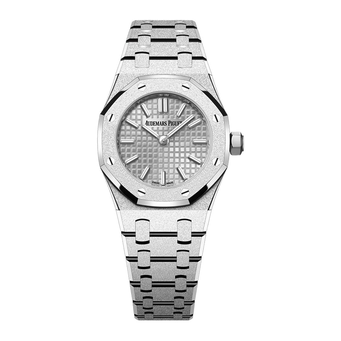 Octagonal Bezel Watch, White Gold Tone, White, 23 mm