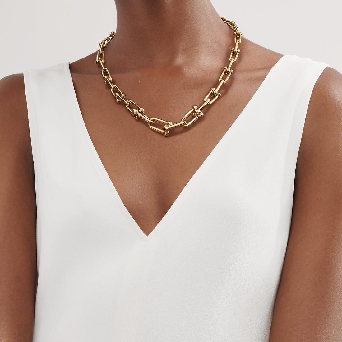 Graduated Link Necklace, 18K Yellow Gold Plated, 18"