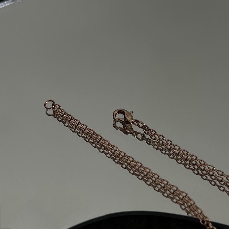 Screw-Motif Pendant Necklace, Stone-Set, Rose Gold Tone