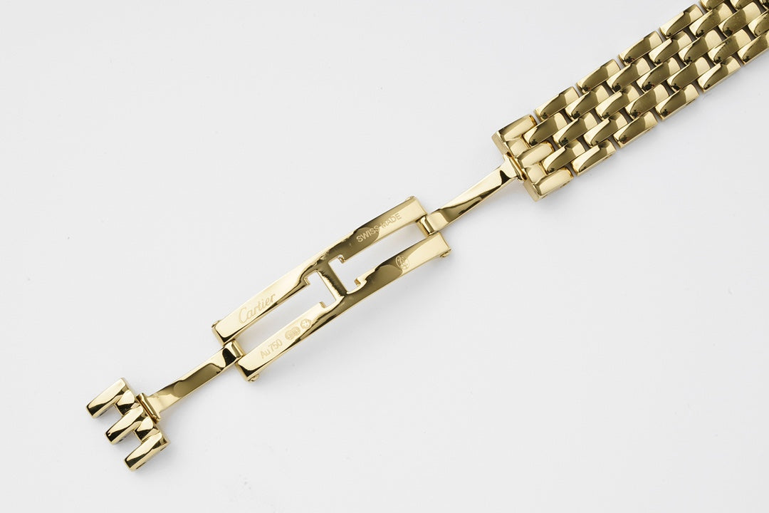 Square Link-Bracelet Watch, Yellow Gold Tone, Stone-Set, Small Model
